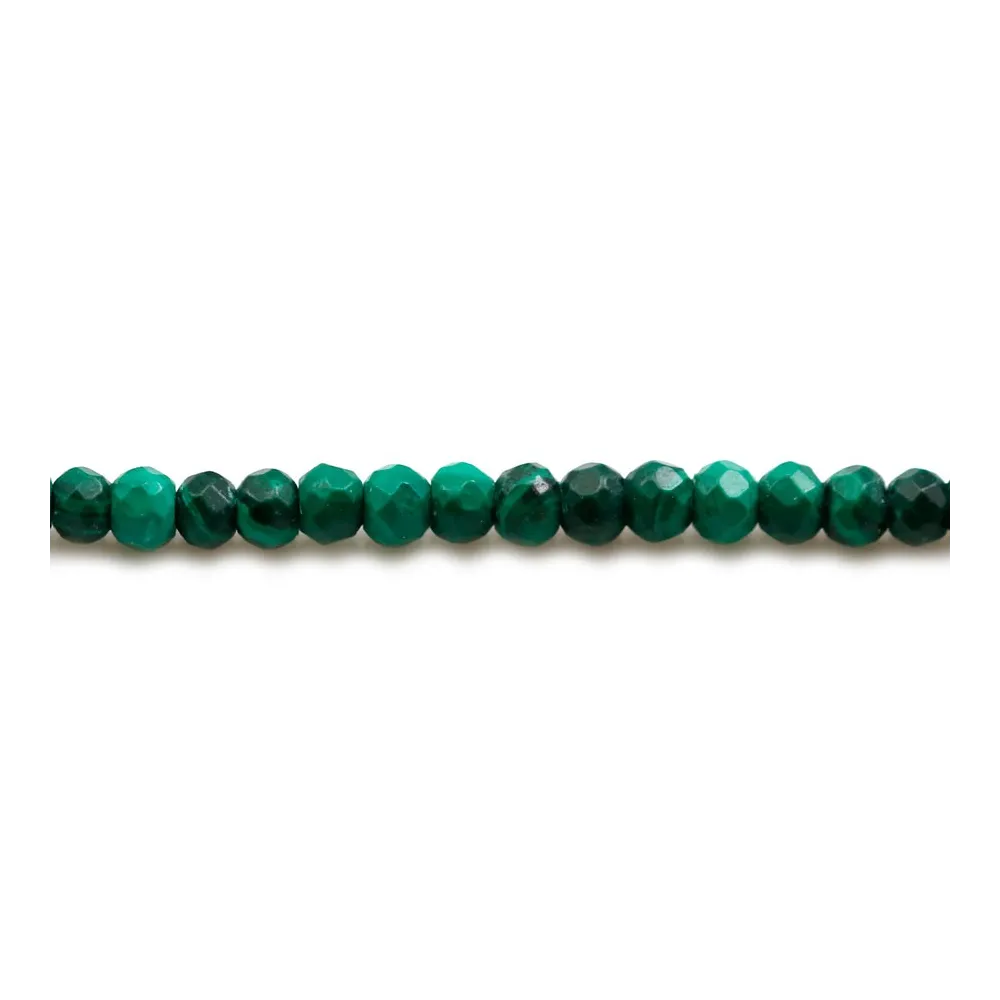 Malachite, de forme rondelle et facetté, 2.5x3mm x 39cm