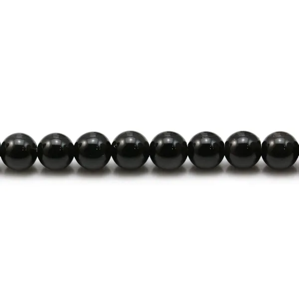 Obsidienne de couleur noire, de forme ronde, 6mm x 20pcs