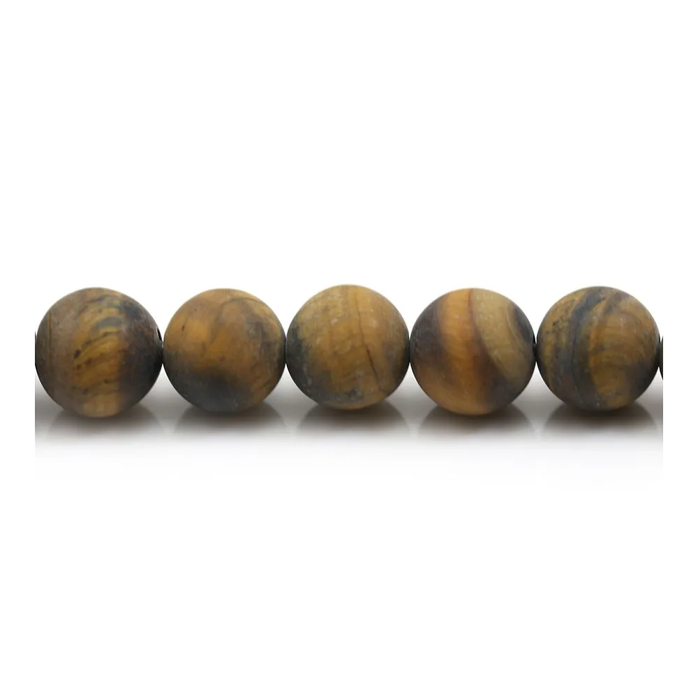Œil de tigre matte de forme ronde 10mm x 6pcs