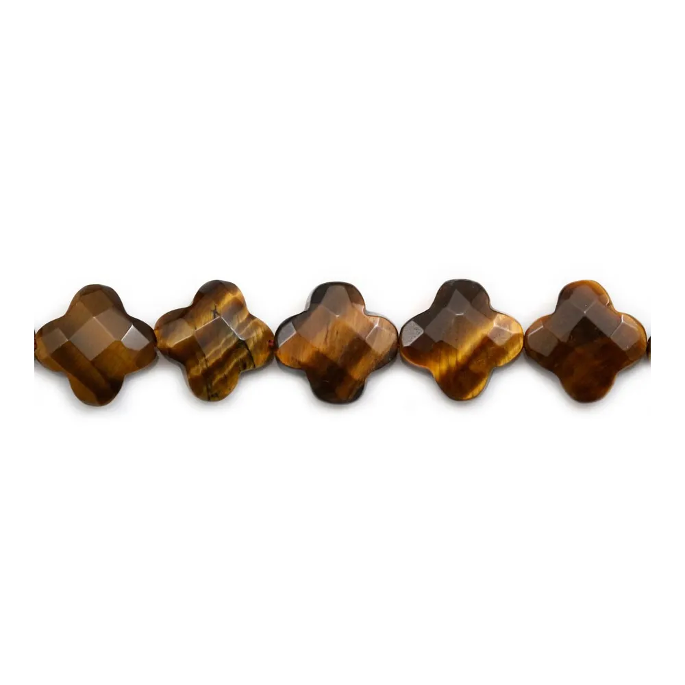 Oeil de tigre trèfle facette 13 mm   