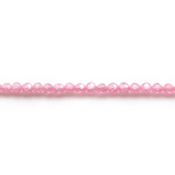 Oxyde de zirconium rose rond facette 2mm x 40cm