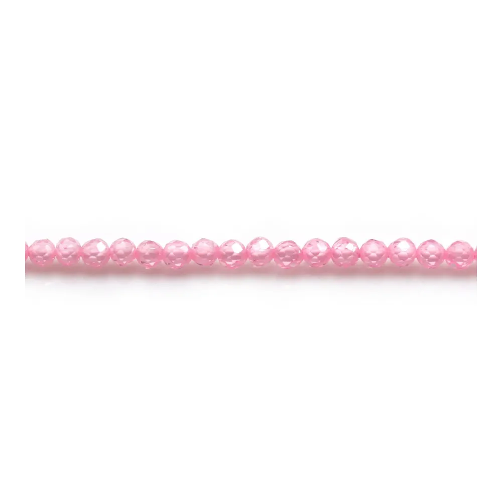 Oxyde de zirconium rose rond facette 2mm x 40cm