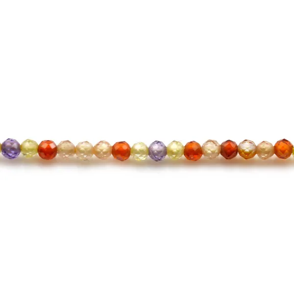 Oxyde de zirconium rond facette multicolore 2mm x 40cm