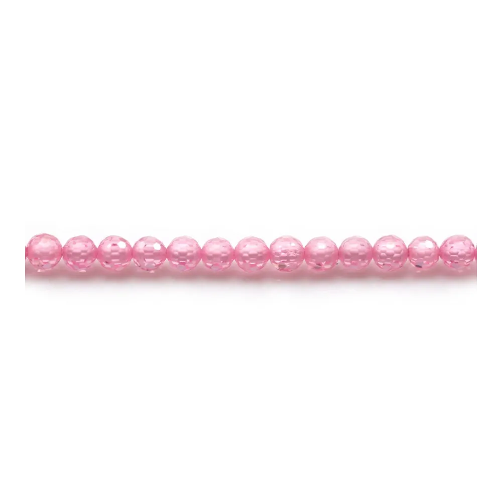 Oxyde de zirconium rond facette rosé 3mm x 40cm