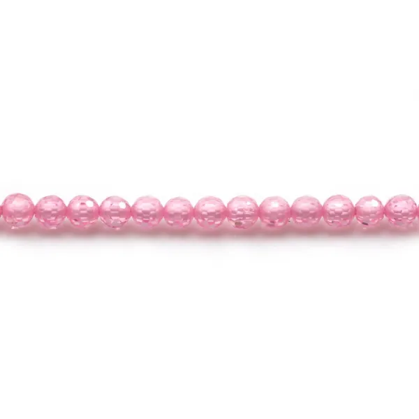 Oxyde de zirconium rond facette rosé 3mm x 40cm