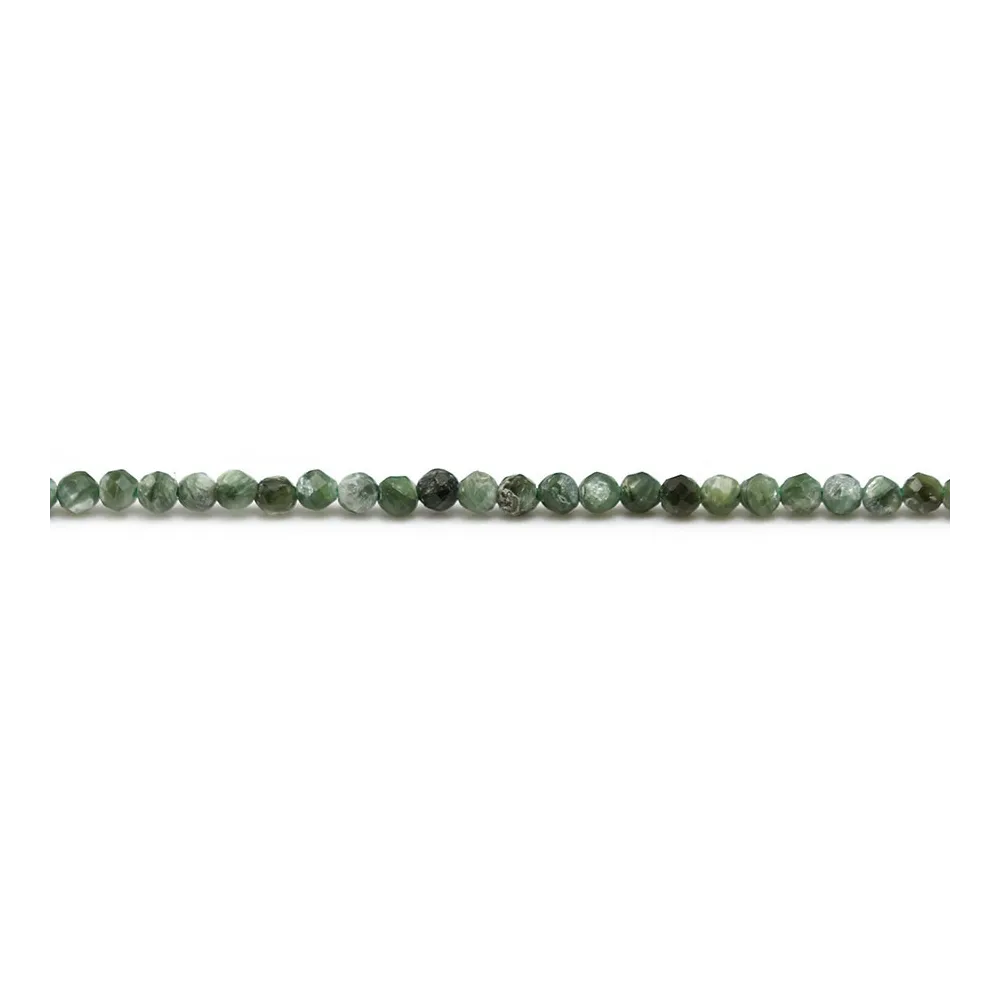 Seraphinite de couleur verte, de forme ronde facette, 2mm x 39cm
