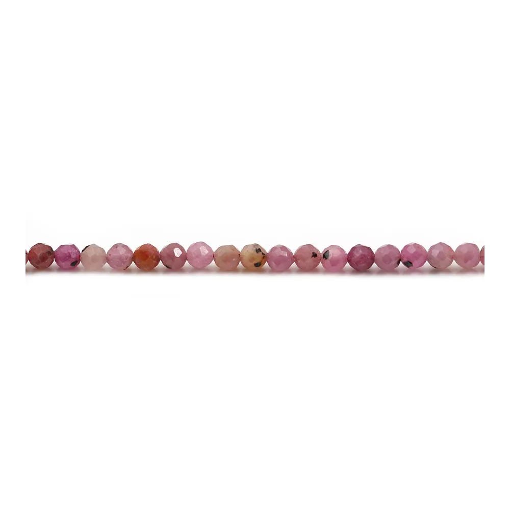 Rubis rouge, de forme ronde facetté, 3mm x 40cm