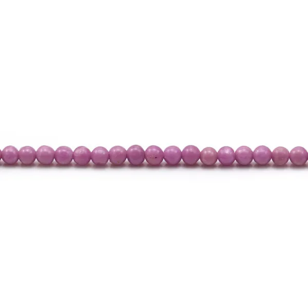 Kunzite de couleur violette, de forme ronde, 3mm x 38cm