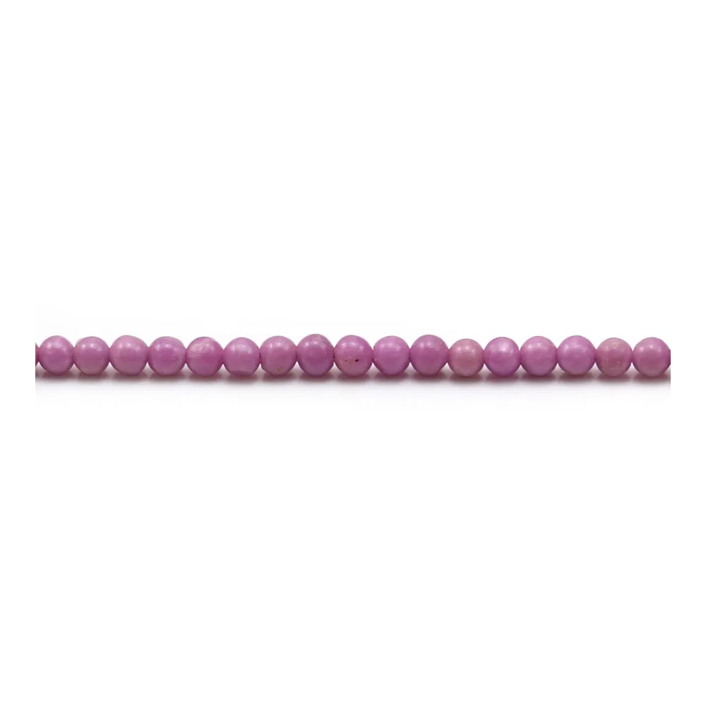 Kunzite de couleur violette, de forme ronde, 3mm x 38cm