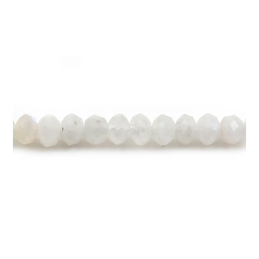 Pierre de lune, de forme rondelle facetté, 4x5mm x 10pcs