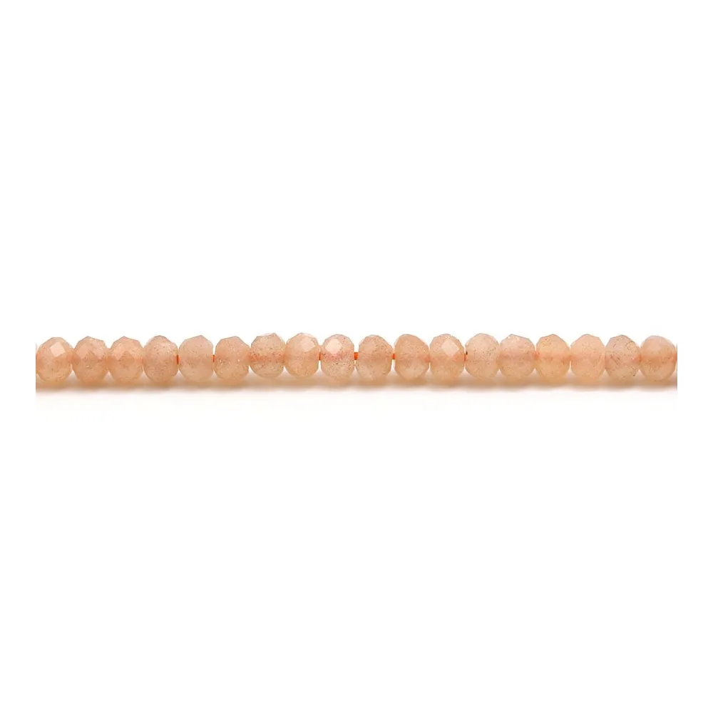 Rondelle facetada de pedra da lua laranja 2.5x4mm x 40cm