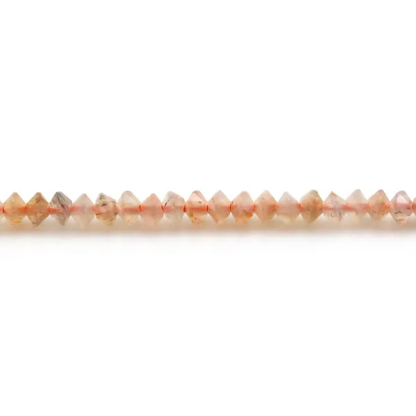 Rondel facetado de piedra de luna naranja 2x3mm en hilo de 39cm
