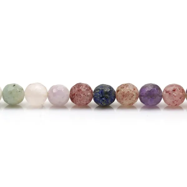 Mélange de pierres, de forme ronde facetté, 6mm x 39cm