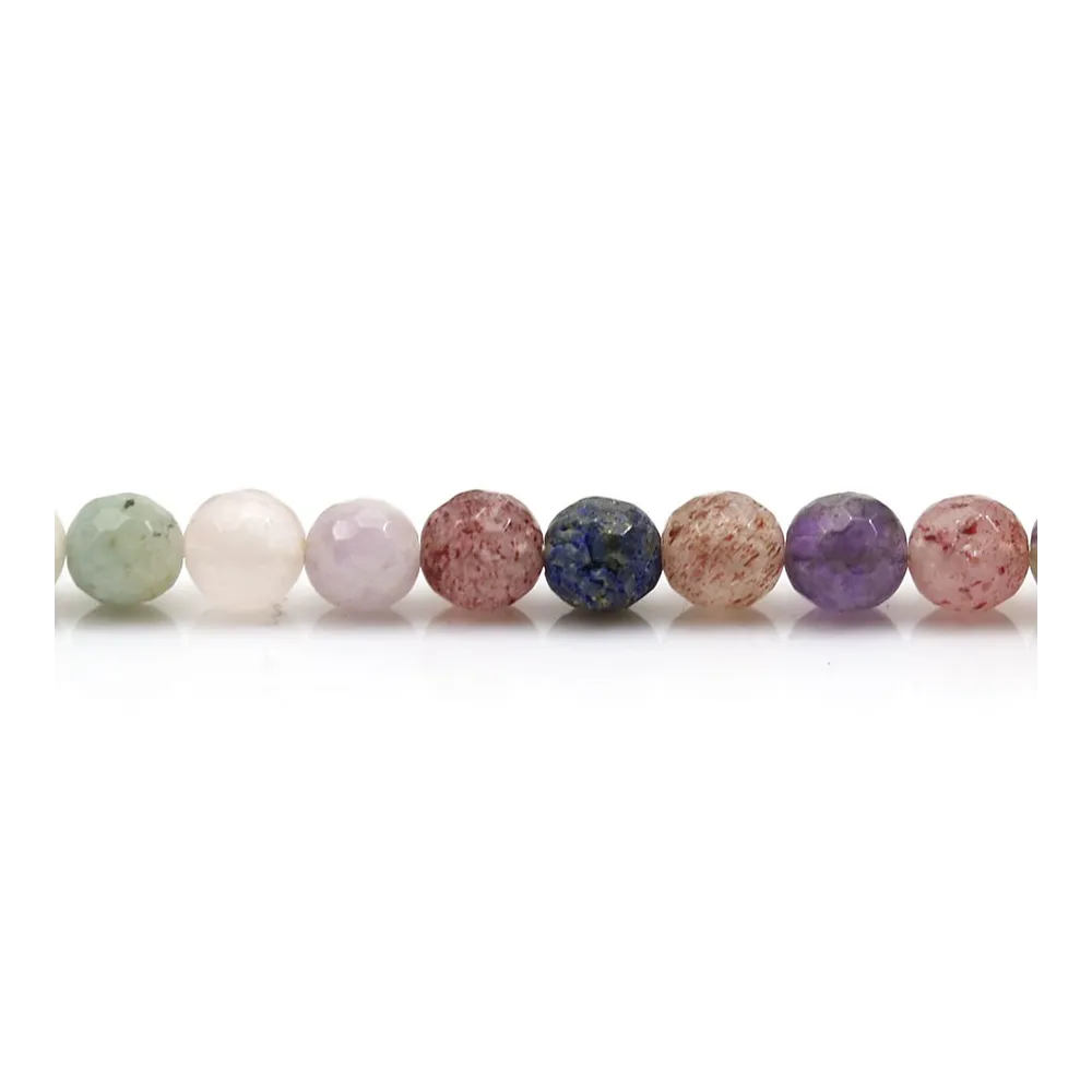 Mélange de pierres, de forme ronde facetté, 6mm x 39cm