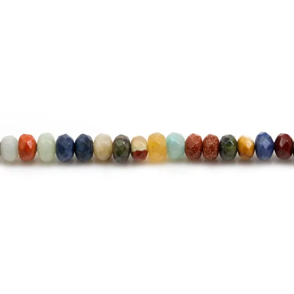 Mélange de pierres, en forme de rondelle facetté, 4 * 6mm x 39cm