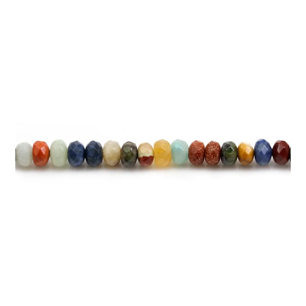 Mélange de pierres, en forme de rondelle facetté, 4 * 6mm x 39cm