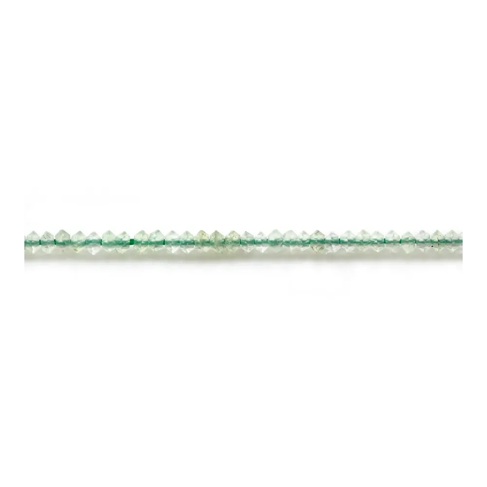 Prehnite rondelle boulier facette 1.3x2mm sur fil 39cm