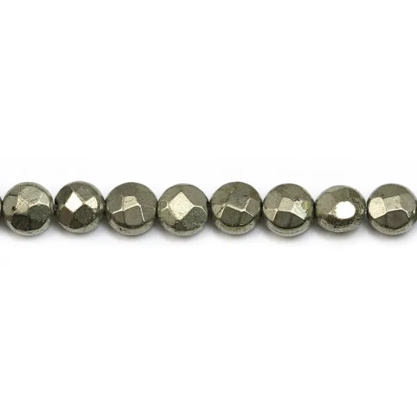 Pyrite, de forme ronde plate facetté, 6mm x 39cm