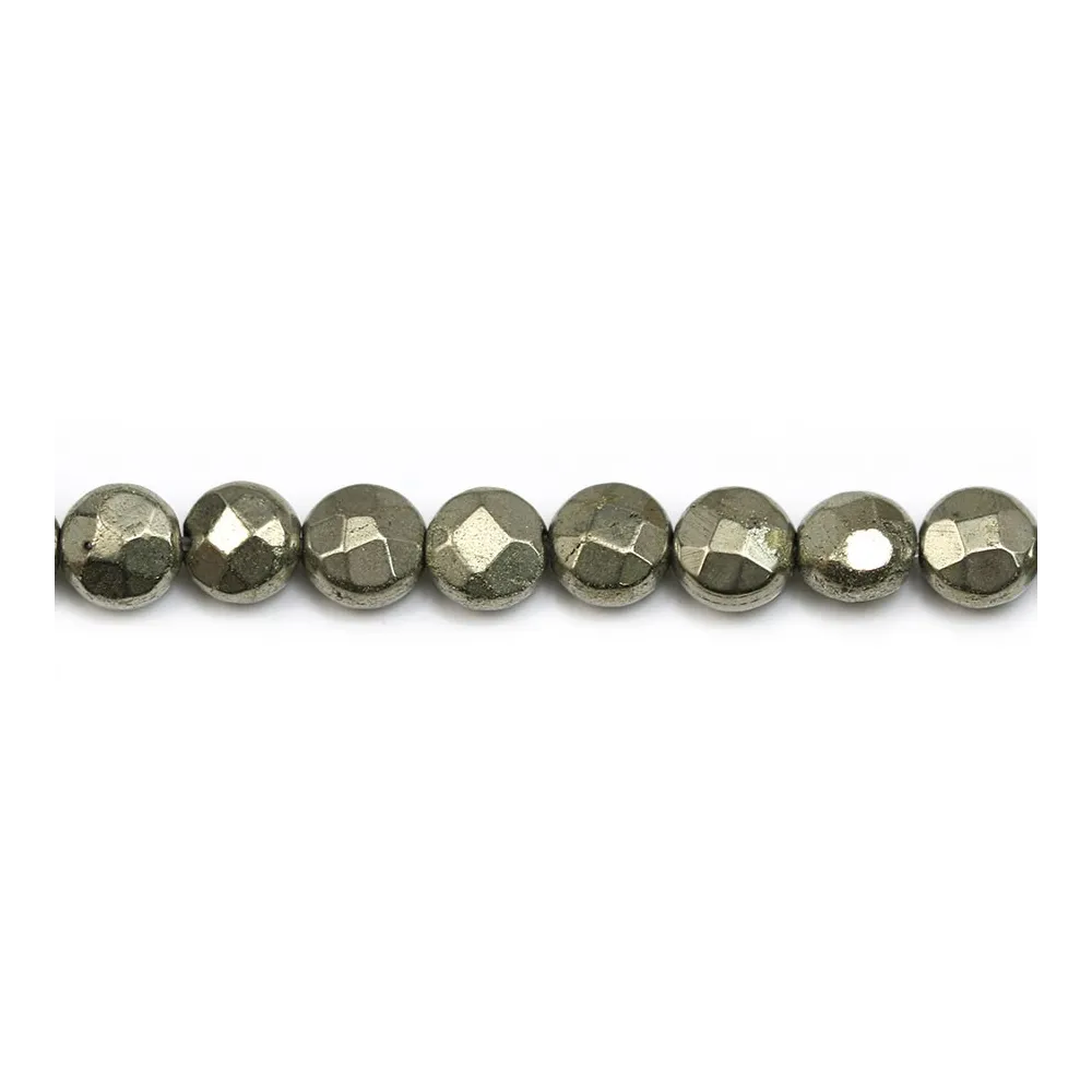Pyrite, de forme ronde plate facetté, 6mm x 39cm