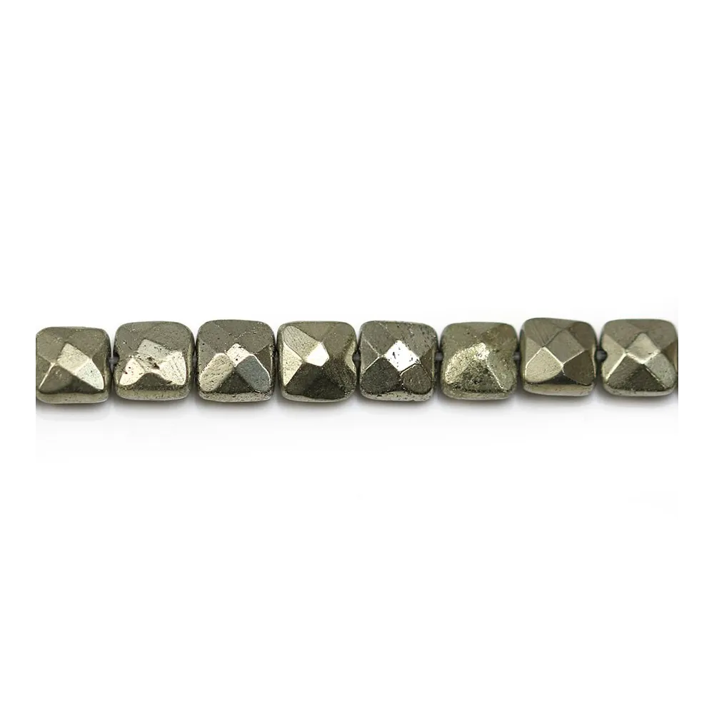 Pyrite, en forme de carré facetté, 6mm x 40cm