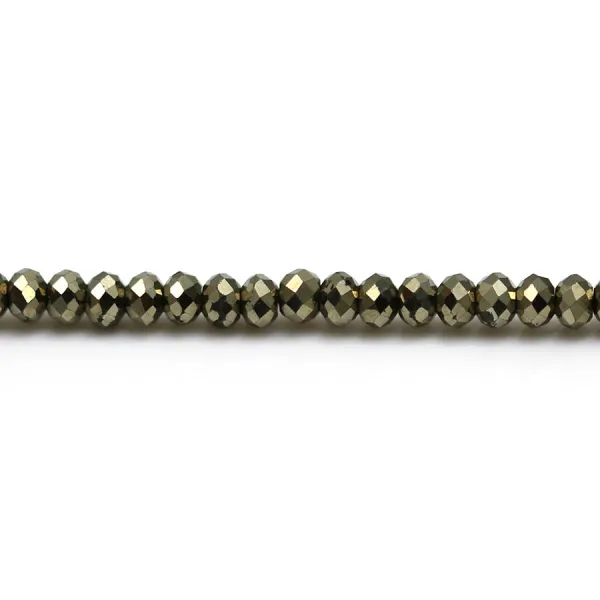 Pyrite, en forme de rondelle facetté, 2x3mm x 20pcs