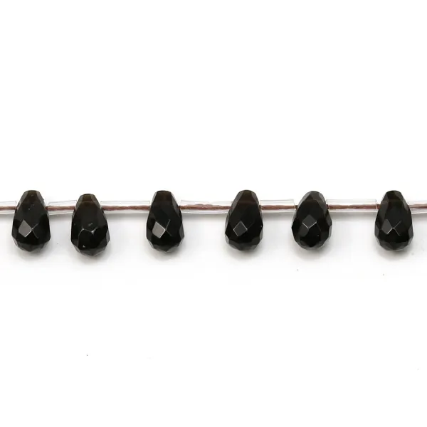 Quartz fumé, en forme de goutte facetté, 6x9mm x 4pcs