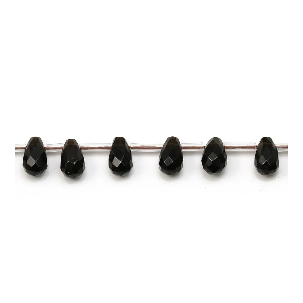 Quartz fumé, en forme de goutte facetté, 6x9mm x 4pcs