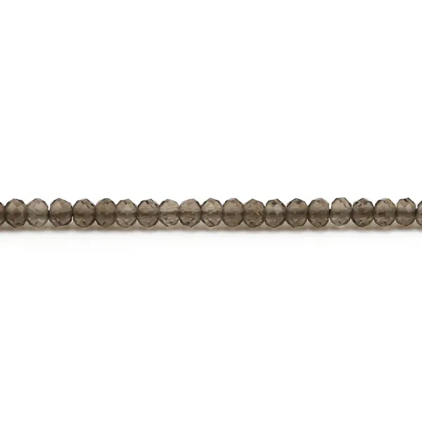 Quartz fumé en forme de rondelle facette, de taille 2x3mm x 39cm