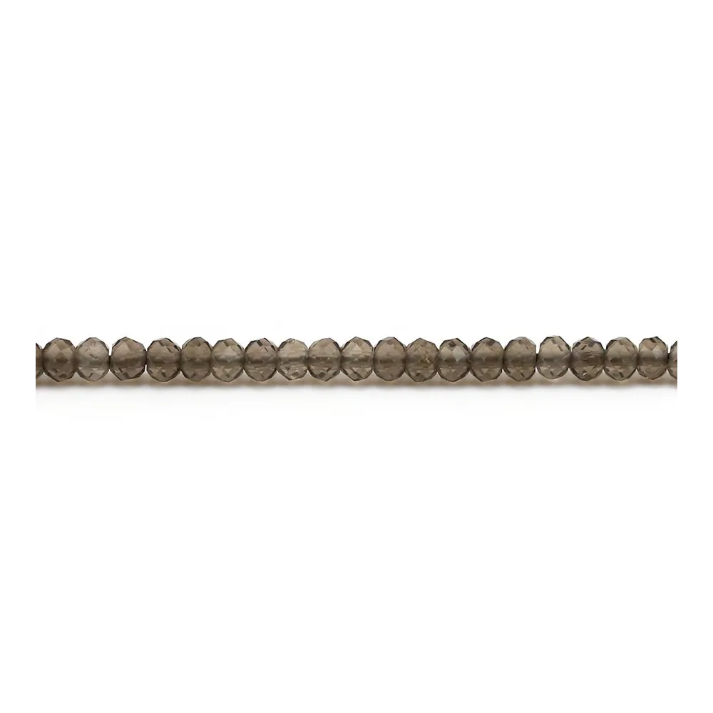 Quartz fumé en forme de rondelle facette, de taille 2x3mm x 39cm