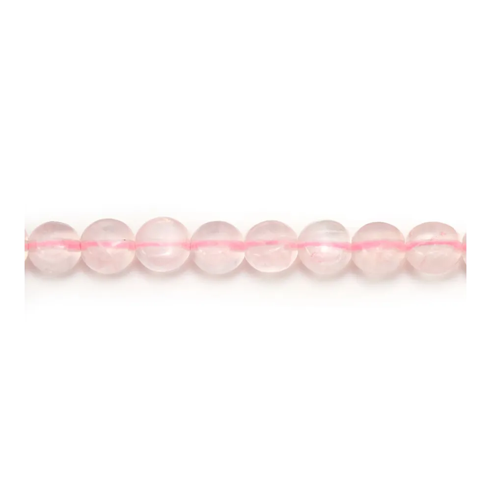 Quartz rose, de forme ronde et plate, 6mm x 40cm