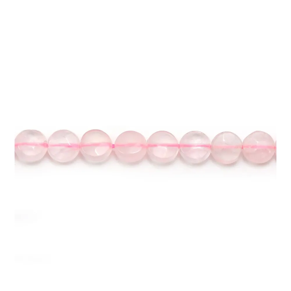 Quartz rose, de forme ronde facetté et plate, 6mm x 40cm