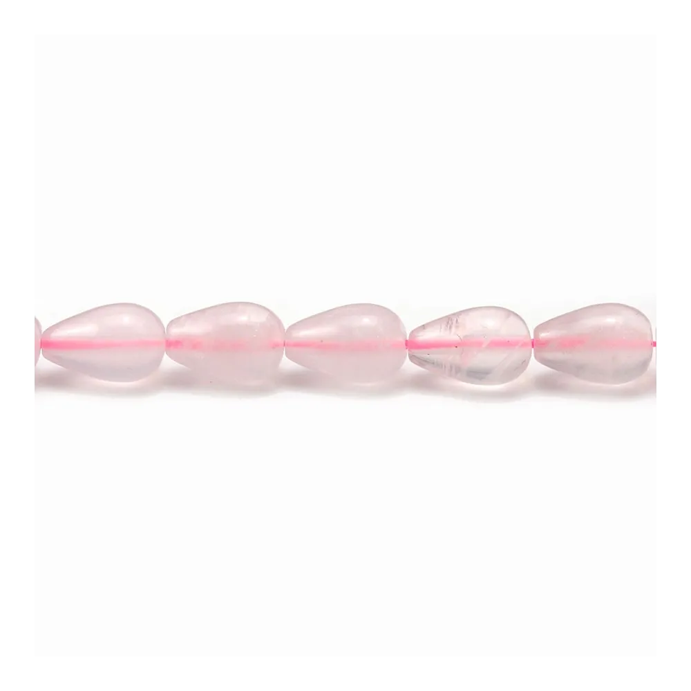 Quartz rose goutte 8x12mm x 40cm