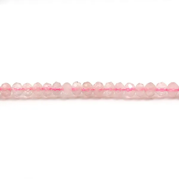 Rose quartz  facet rondelle 3x4mm x 40cm 