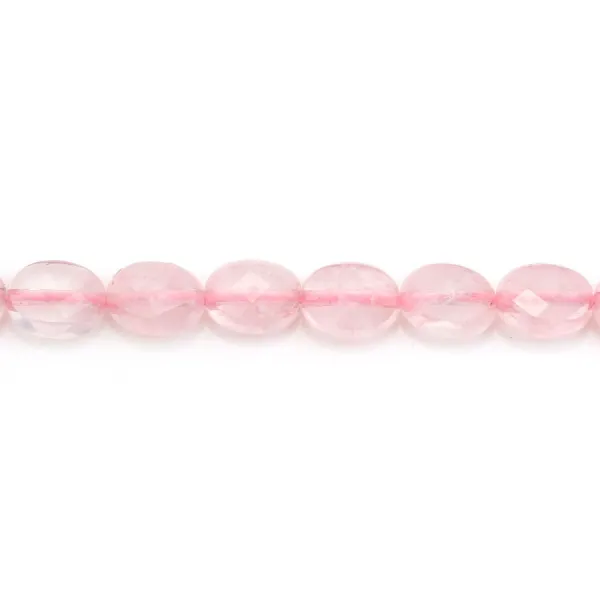 Quartz rose, de forme ovale facette, 6x8mm x 39cm