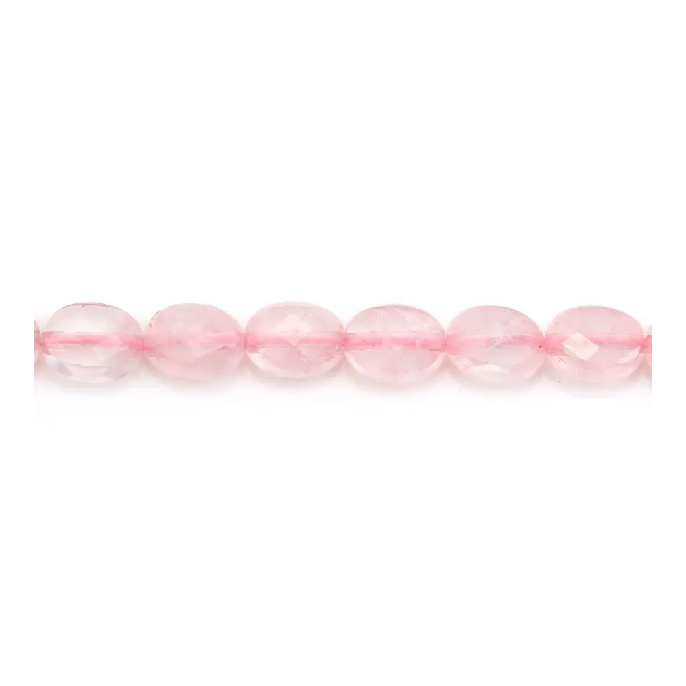 Quartz rose, de forme oval facette, 6x8mm x 39cm