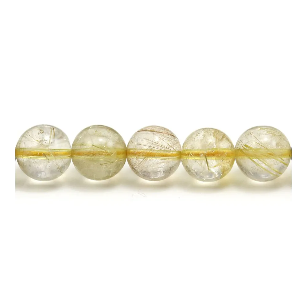 Quartz rutile, de forme ronde et de taille 10 - 11mm x 40cm