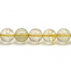 Rutile quartz, of round shape and in size of 10 - 11mm x 40cm