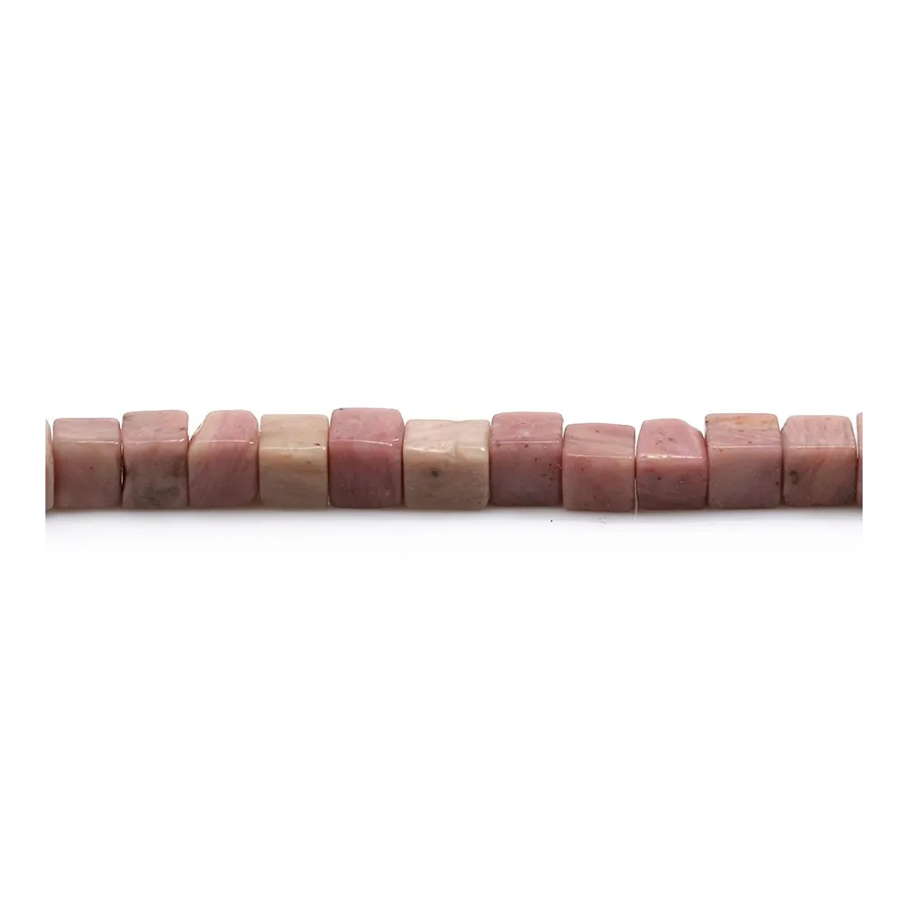 Rhodonite rose, en forme de cube, 4mm x 40cm
