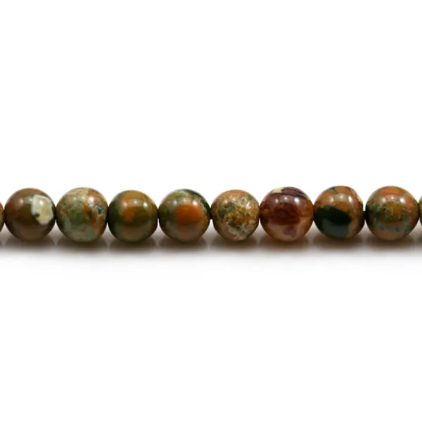 African opal, on beige color, in round shape, 4mm x 40cm