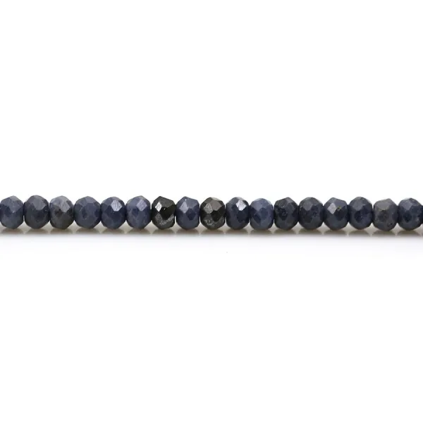 Saphir bleu foncé, en forme de rondelle facetté 3 * 4mm x 39 cm