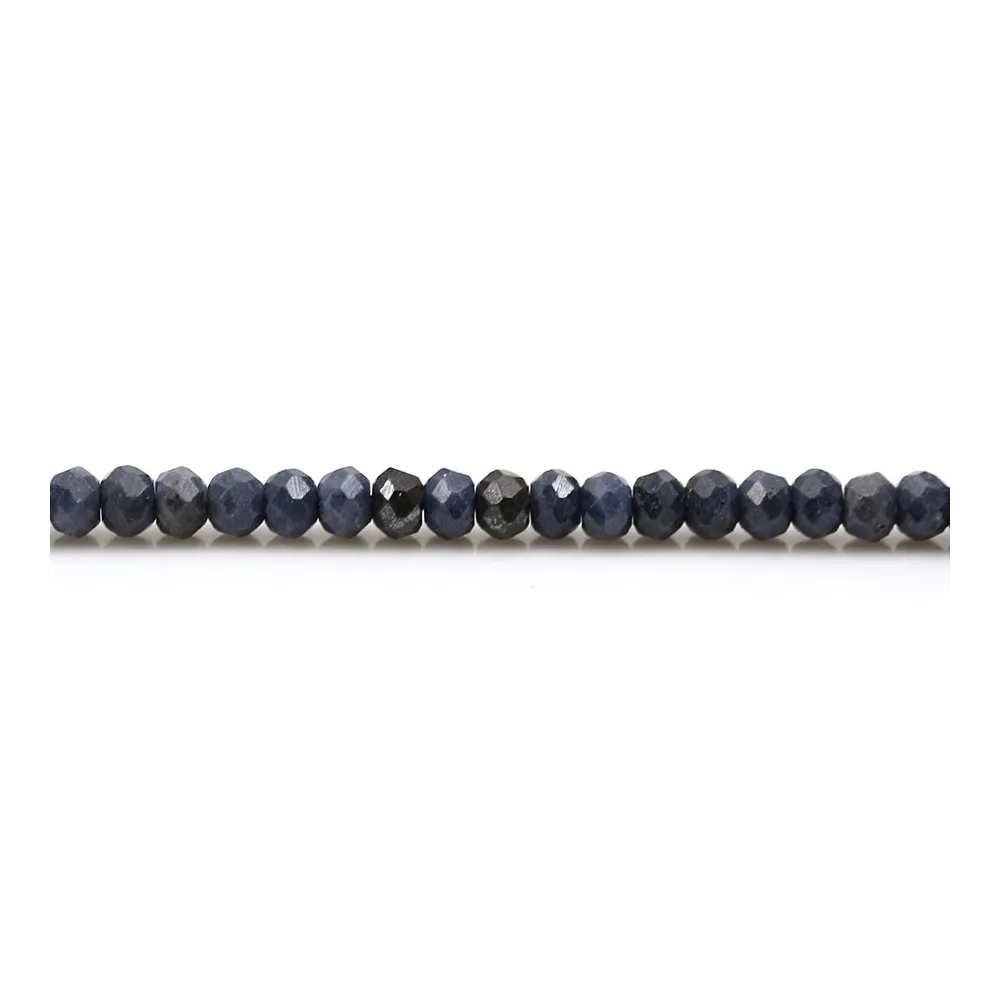 Saphir bleu foncé, en forme de rondelle facetté 3 * 4mm x 39 cm