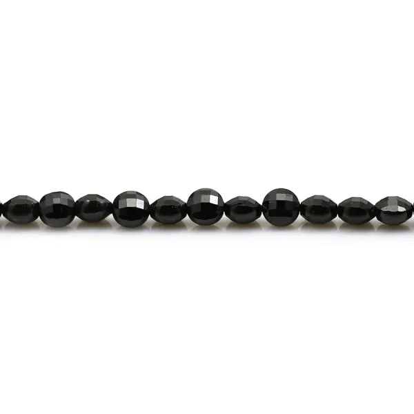 Spinelle noir, de forme ronde plate facetté 4mm x 39cm