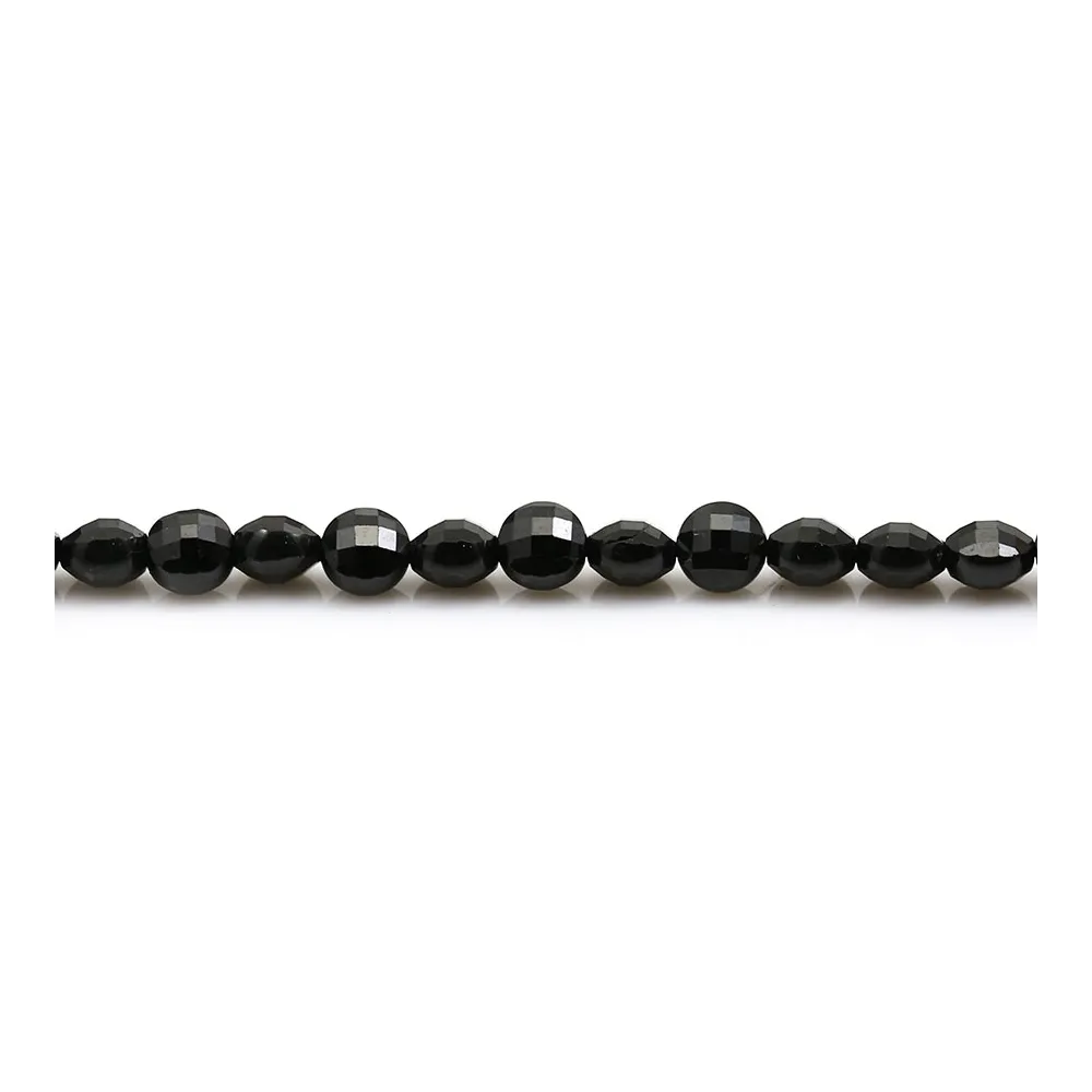 Spinelle noir, de forme ronde plate facetté 4mm x 39cm