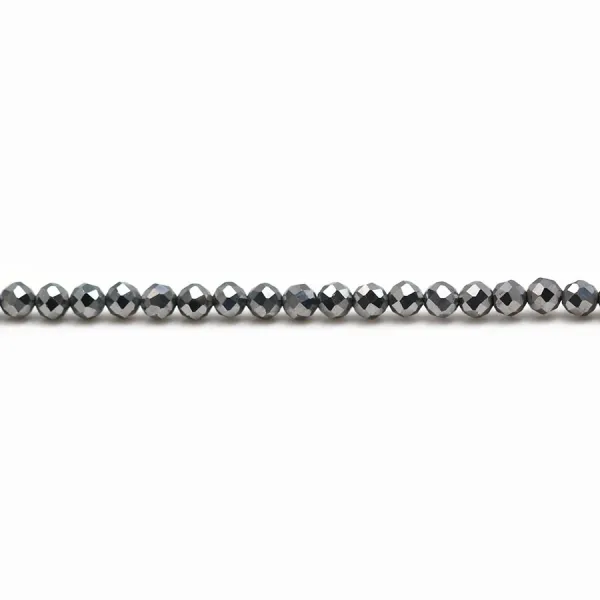 Terahertz de couleur grise, de forme ronde facetté, 3mm x 20pcs