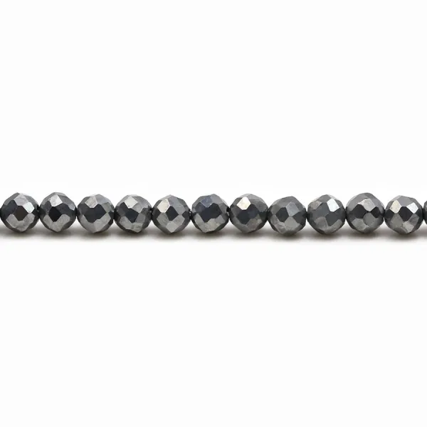 Terahertz de couleur grise, de forme ronde facetté, 4mm x 10pcs