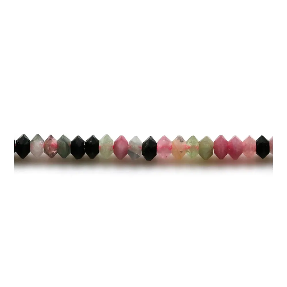 Tourmaline rondelle boulier facette 2x3mm sur fil 39cm