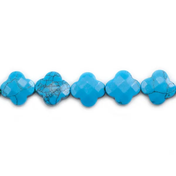 Turquoise reconstitué trèfle facette 13 mm x 40cm