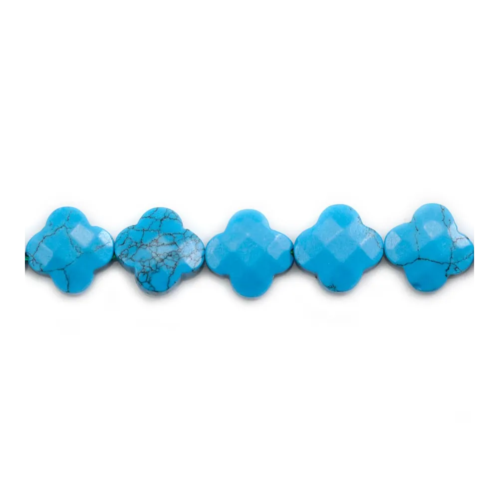 Turquoise reconstitutes clover  faceted 13 mm x 40cm    