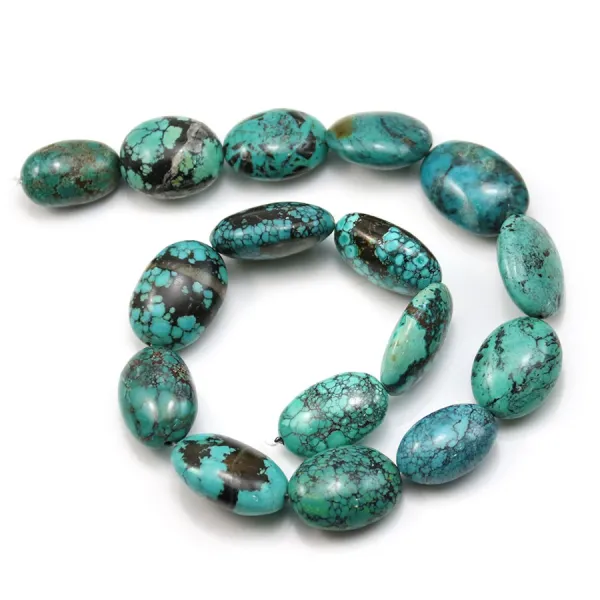 Oval turquoise 15-22x20-28mm x 40cm