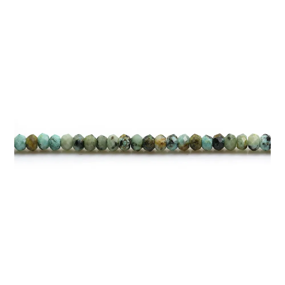 Turquoise africaine, en forme de rondelle facetté, 2 * 3.5mm x 39 cm